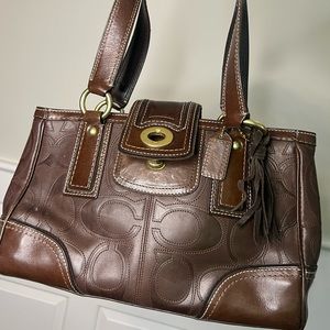 💎VINTAGE Hampton embossed leather satchel bag